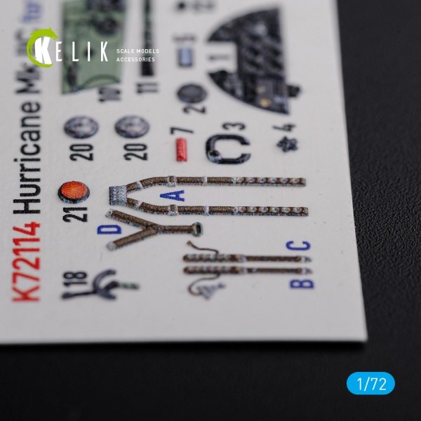 KELIK K72114 Hurricane Mk IIC interior 3D decals for Arma Hobby kit 1/72