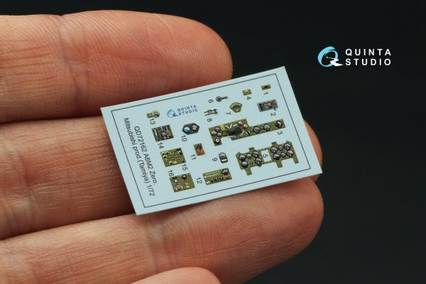 Quinta Studio QD72162 A6M2 Zero (Mitsubishi Prod.) 3D-Printed coloured Interior on decal paper (Tamiya) 1/72