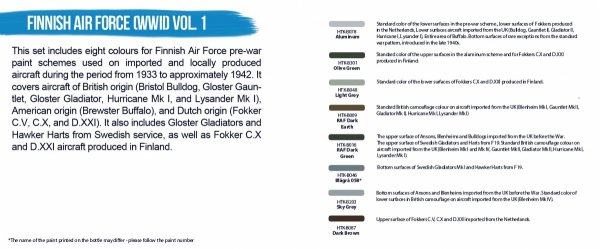 Hataka HTK-BS117 Finnish Air Force WWII Paints Set 8x17ml