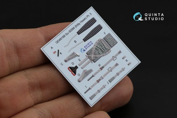 Quinta Studio QD48188 Su-30SM 3D-Printed coloured Interior on decal paper (for KittyHawk kit) 1/48