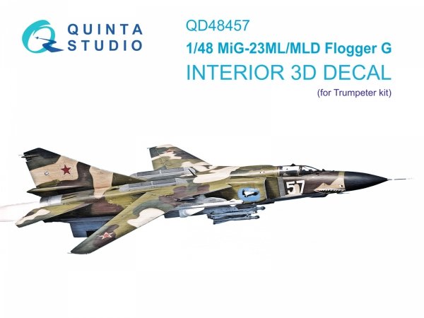 Quinta Studio QD48457 MiG-23ML/MiG-23MLD 3D-Printed &amp; coloured Interior on decal paper (Trumpeter) 1/48