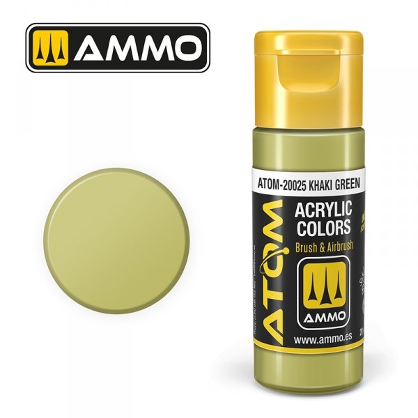 AMMO of Mig Jimenez 20025 ATOM COLOR Khaki Green 20ml