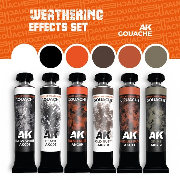 AK Interactive AKG25 WEATHERING EFFECTS SET – AK GOUACHES