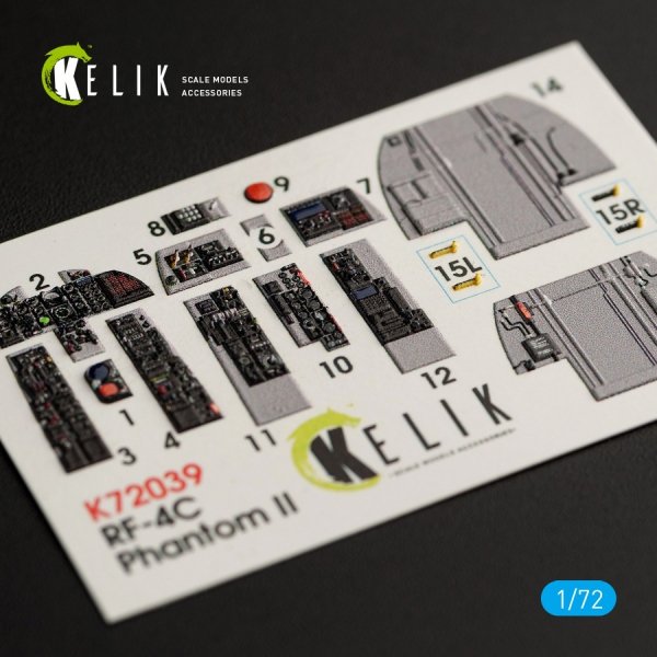 KELIK K72039 RF-4C &quot;PHANTOM II&quot; INTERIOR 3D DECALS FOR HASEGAWA KIT 1/72
