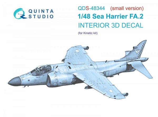 Quinta Studio QDS-48344 Sea Harrier FA.2 3D-Printed &amp; coloured Interior on decal paper (Kinetic) (Small version) 1/48