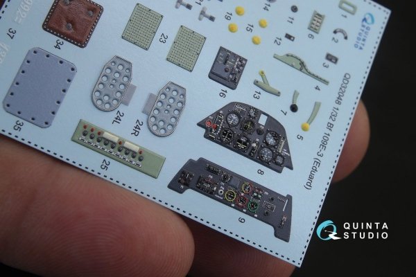 Quinta Studio QD32048 Bf 109E-3 3D-Printed &amp; coloured Interior on decal paper (for Eduard kit) 1/32