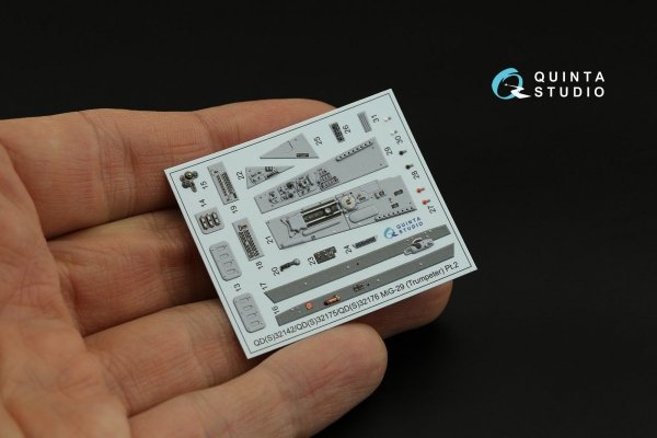 Quinta Studio QD32175 MiG-29 9-12 Fulcrum A 3D-Printed &amp; coloured Interior on decal paper (Trumpeter) 1/32