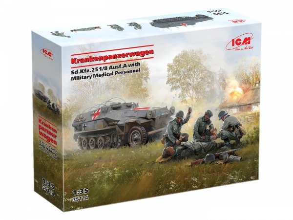 ICM 35114 Krankenpanzerwagen Sd.Kfz.251/8 Ausf.A WWII German Ambulance with Military Medical Personnel 1/35