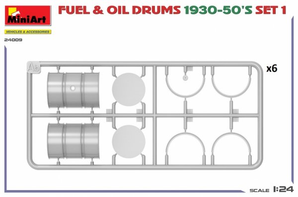 MiniArt 24009 FUEL OIL DRUMS 1930-50’S SET 1. GERMAN TYPE 1/24