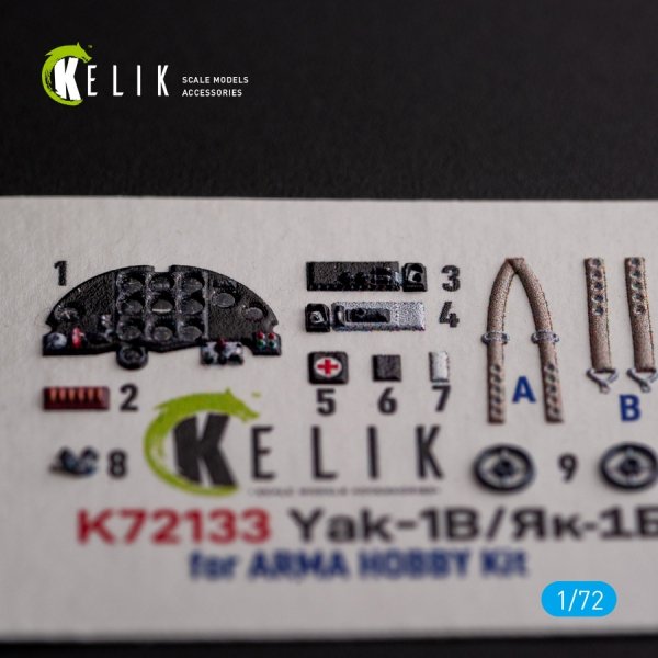 KELIK K72133 Yak-1B - interior 3D decals for Arma Hobby kit 1/72