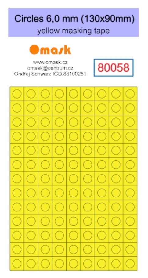 Omask 80058 Circles 6,0 mm (130x90mm) yellow masking tape