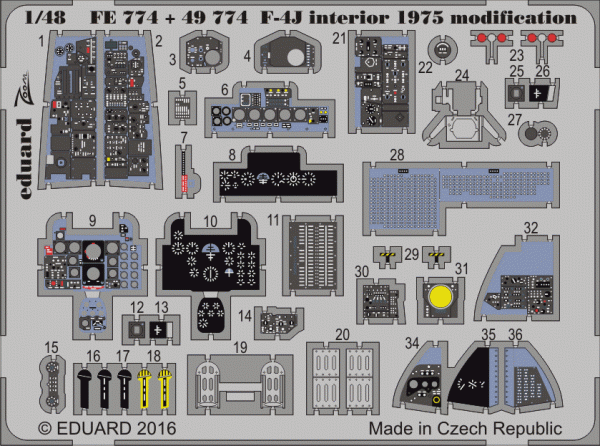 Eduard 49774 F-4J interior 1975 modification ACADEMY 1/48