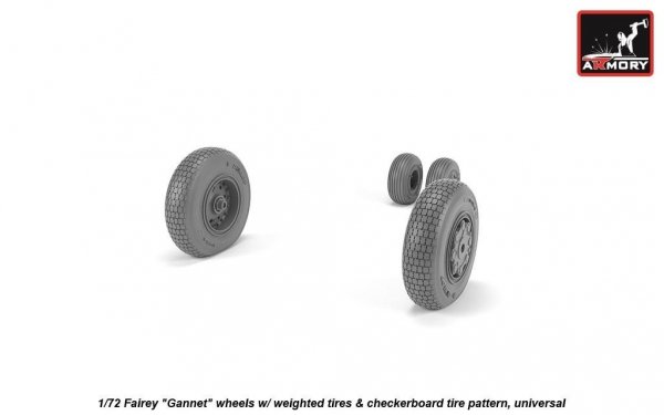 Armory Models AW72413 Fairey Gannet late type wheels w/ weighted tires of checkerboard tire pattern 1/72