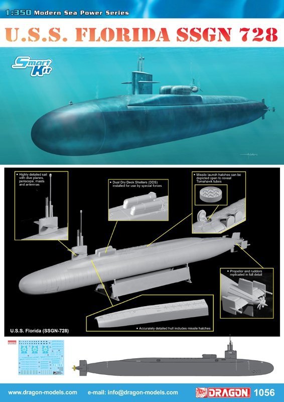  Dragon 1056 U.S.S. FLORIDA SSGN 728 (1:350)