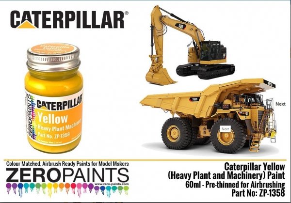 Zero Paints ZP-1358 Caterpillar Yellow (Heavy Plant and Machinery) Paint 60ml