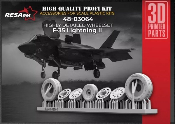RESArm 48-03064 f-35 - Lightning II Wheels under load (3D resin printing) 1/48