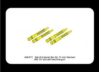 Aber A48 011 	Set of 4 barrel tips for German 13 mm MG 131 aircraft machine gun (1:48