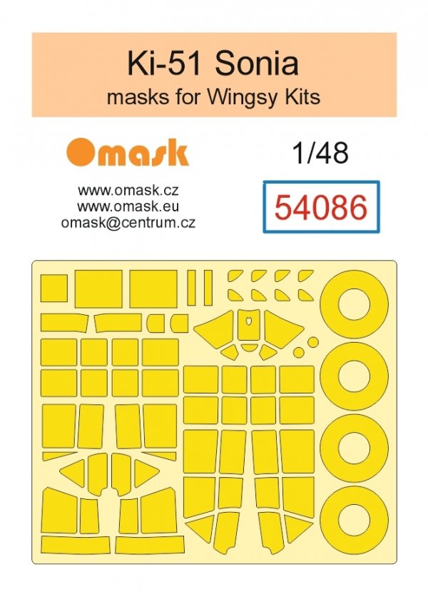 Omask 54086 Ki-51 Sonia Mask (for Wingsy Kits) yellow masking tape 1/48