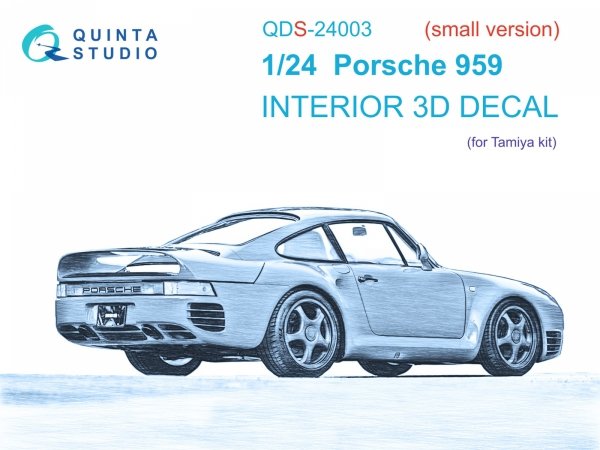 Quinta Studio QDS-24003 Porsche 959 3D-Printed &amp; coloured Interior on decal paper (Tamiya) (Small version) 1/24