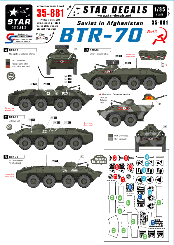 Star Decals 35-881 Soviet in Afghanistan part 3 1/35