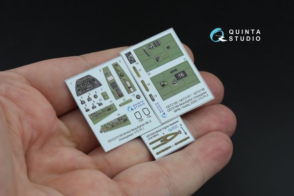Quinta Studio QD72198 Bristol Beaufighter Mk.X 3D-Printed coloured Interior on decal paper (Hasegawa) 1/72