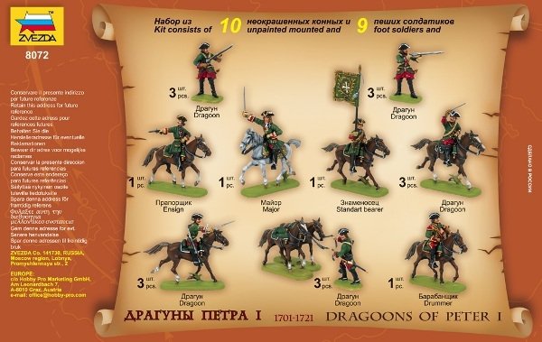 Zvezda 8072 Dragoons of Peter I 1/72