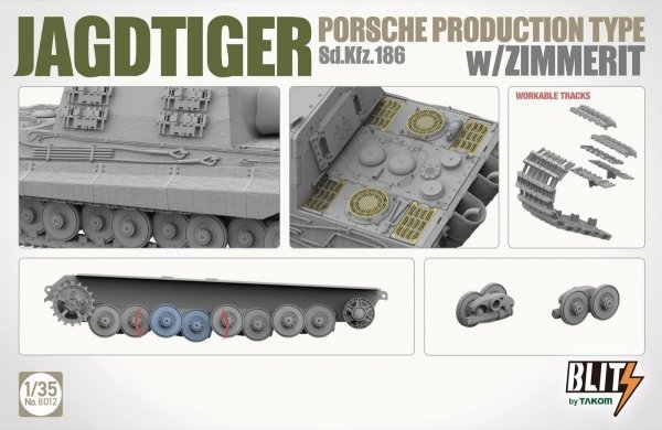 Takom 8012 JAGDTIGER PORSCHE PRODUCTION TYPE Sd.Kfz.186 w/ZIMMERIT 1/35