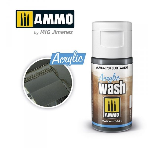 AMMO of Mig Jimenez 0706 ACRYLIC WASH Blue Wash 15ml