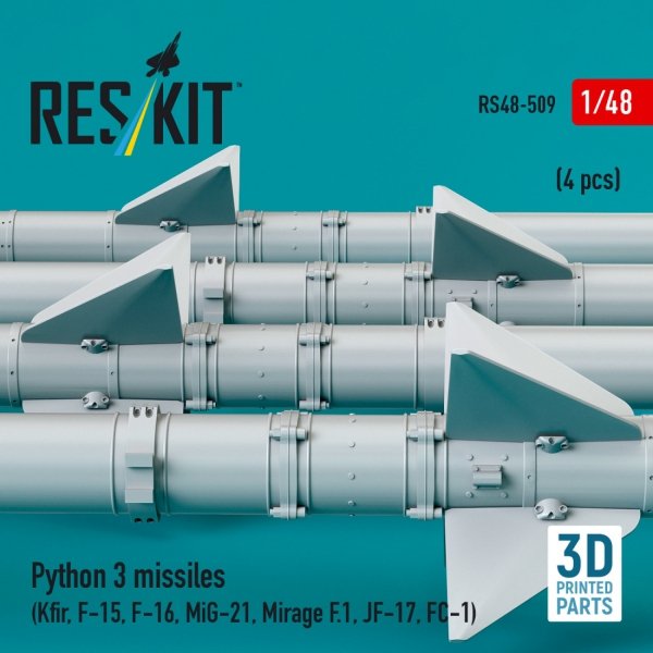 RESKIT RS48-0509 Python 3 missiles (4 pcs) (3D Printed) 1/48