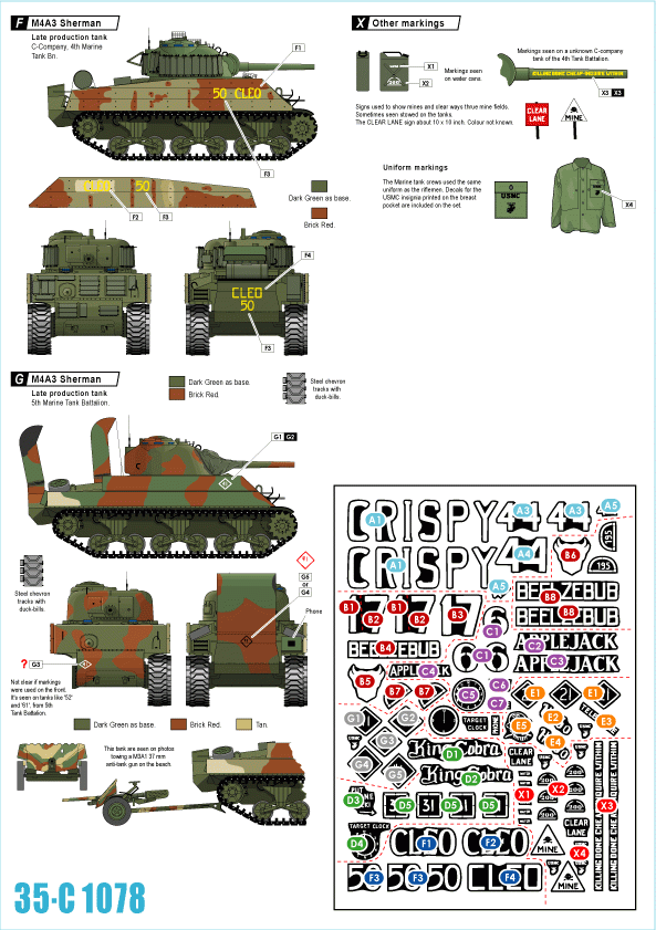 Star Decals 35-C1078 M4A3 Gun Tank and Flame Tank 1/35
