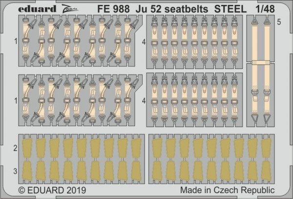 Eduard FE988 Ju 52 seatbelts STEEL 1/48 REVELL