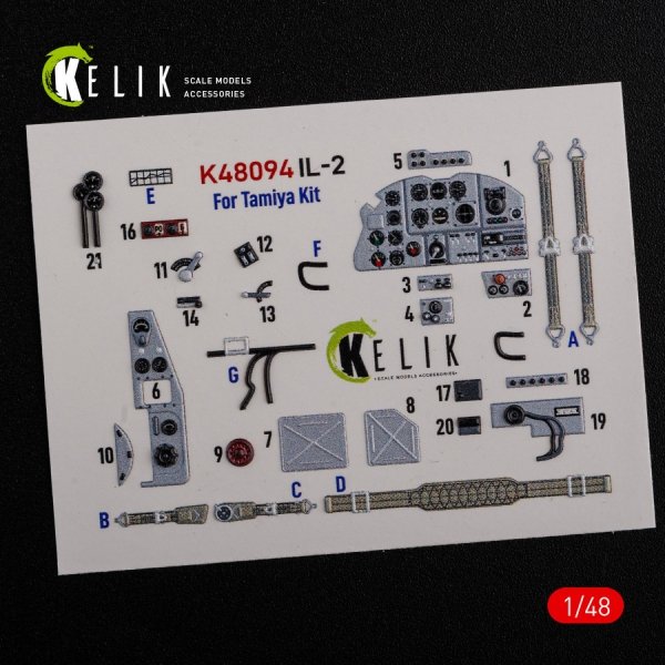 KELIK K48094 IL-2 Shturmovik interior 3D decals for Tamiya kit 1/48