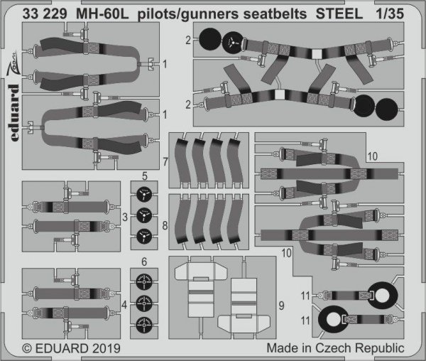 Eduard 33229 MH-60L pilots/ gunners seatbelts STEEL KITTY HAWK 1/35