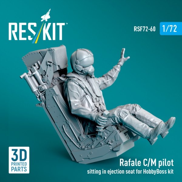 RESKIT RSF72-0060 Rafale C/M pilot sitting in ejection seat for HobbyBoss kit (1 pcs) (3D Printed) 1/72
