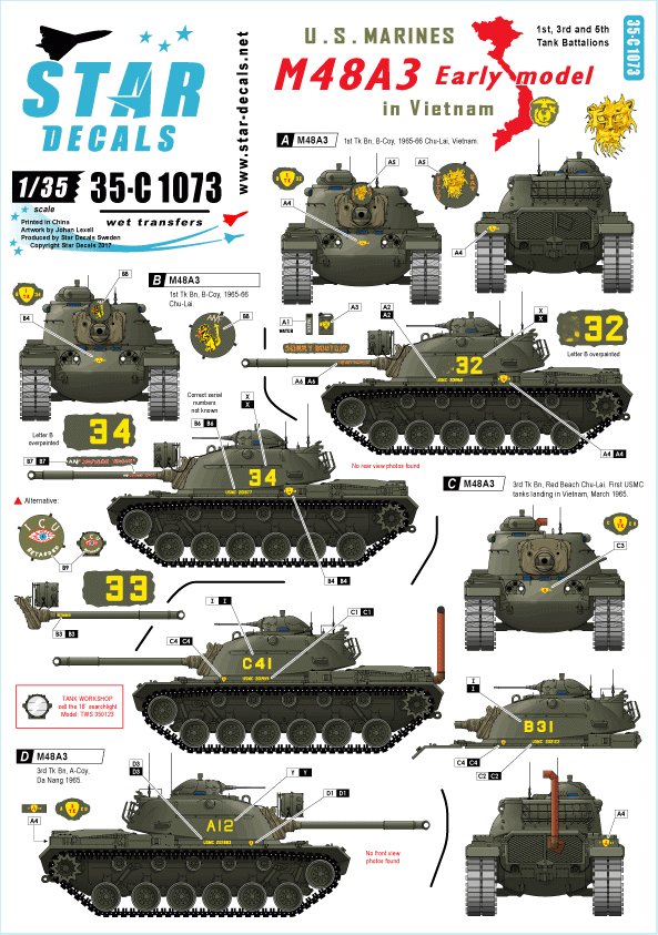 Star Decals 35-C1073 M48A3 Early model 1/35