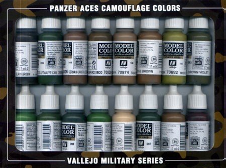 Vallejo Panzer Ace Camouflage Set (16 Colors) (70179)