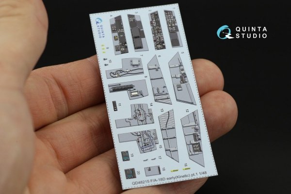 Quinta Studio QD48215 F/A-18D Early 3D-Printed &amp; coloured Interior on decal paper (Kinetic) 1/48