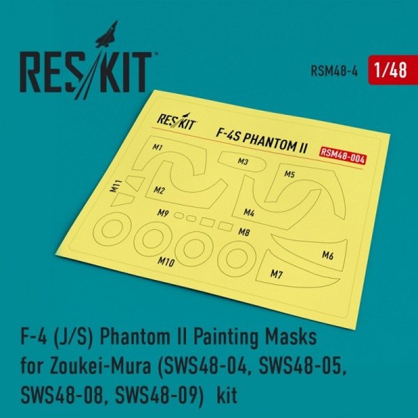 RESKIT RSM48-0004 F-4 (J/S) Phantom II Painting Masks for Zoukei-Mura (SWS48-04, SWS48-05, SWS48-08, SWS48-09) kit 1/48