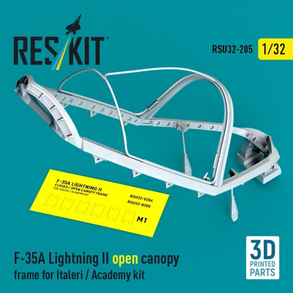 RESKIT RSU32-0205 F-35A Lightning II open canopy frame for Italeri / Academy kit (3D Printed) (1/32)
