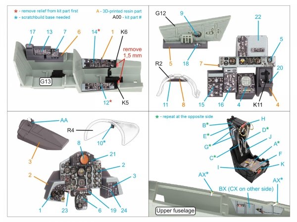 Quinta Studio QD+48485 F-4B Phantom II 3D-Printed &amp; coloured Interior on decal paper (Academy) (with 3D-printed resin parts) 1/48