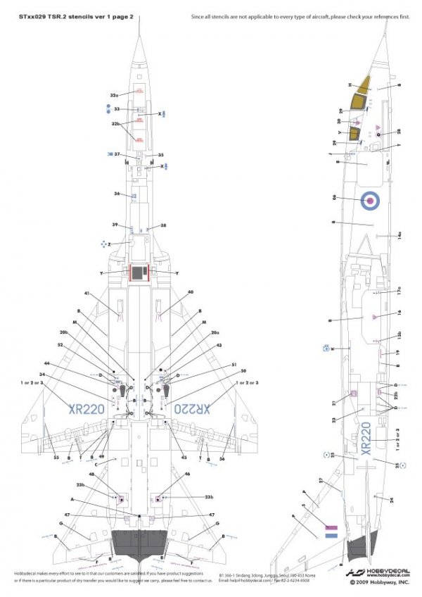 HobbyDecal ST48029V1 BAC TSR.2 Stencils ver 1 1/48