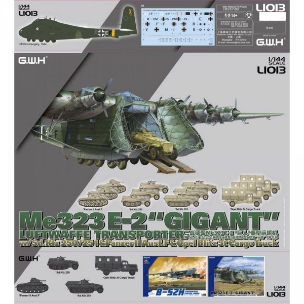 Great Wall Hobby L1013 WWII Luftwaffen Me 323 E-2 Gigant Transporter with AFVs 1/144