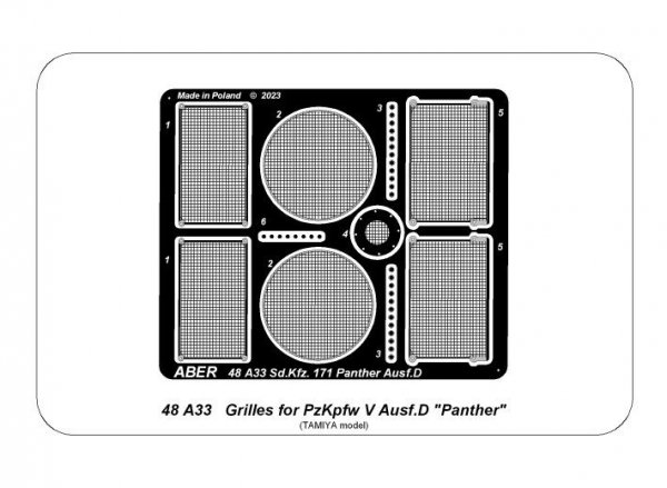 Aber 48A33 Grilles for Panther D 1/48