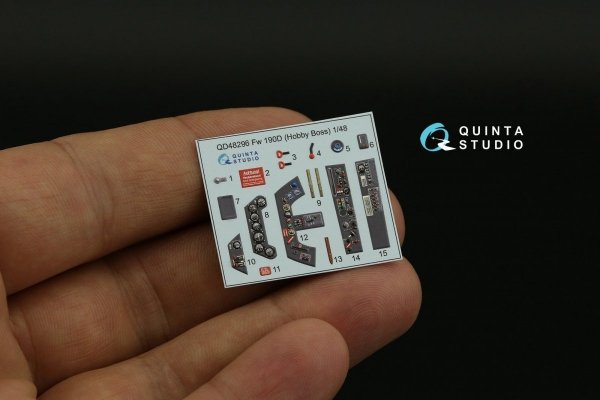 Quinta Studio QD48296 FW 190D-9 3D-Printed &amp; coloured Interior on decal paper (HobbyBoss) 1/48
