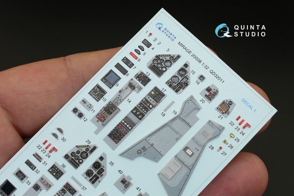 Quinta Studio QD32011 Mirage 2000B 3D-Printed &amp; coloured Interior on decal paper (for Kitty Hawk kit) 1/32