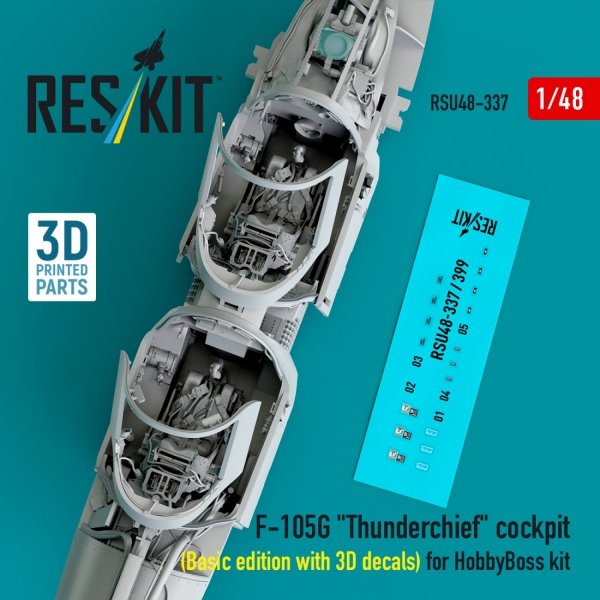 RESKIT RSU48-0337 F-105G &quot;Thunderchief&quot; cockpit (Basic edition with 3D decals) for HobbyBoss kit (3D Printed) 1/48