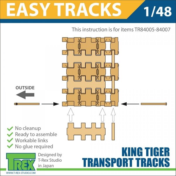 T-Rex Studio TR84005 King Tiger Transport Tracks Pattern 1 1/48