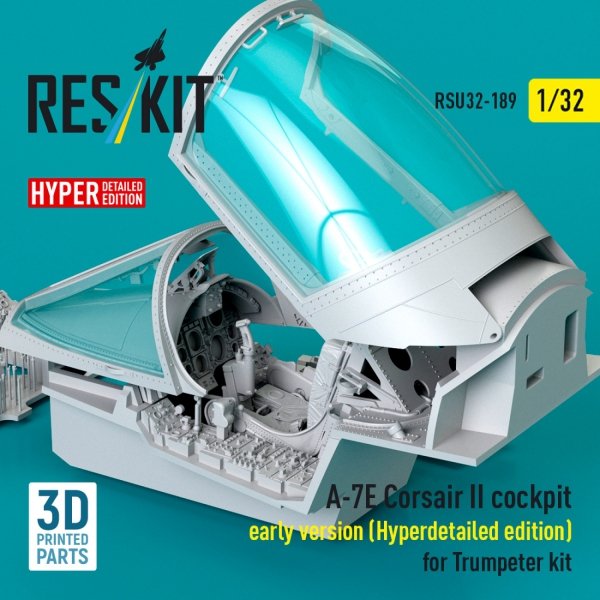 RESKIT RSU32-0189 A-7E Corsair II early cockpit (Hyperdetailed edition) for Trumpeter kit (3D Printed) (1/32)
