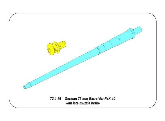 Aber 72L-56 Lufa 75mm do niemieckiej armaty p/panc Pak 40 z późnym hamulcem wylotowym / German 75mm gun barrel for PaK40 with late muzzle brake 1/72