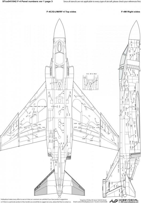 HobbyDecal ST32042V1 F-4 Panel numbers White stencil font ver 1 1/32